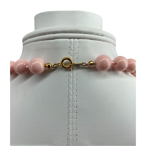 Vintage Pink Bead Necklace With Gold-Tone Clasp 30" Long - Picture 2 of 4